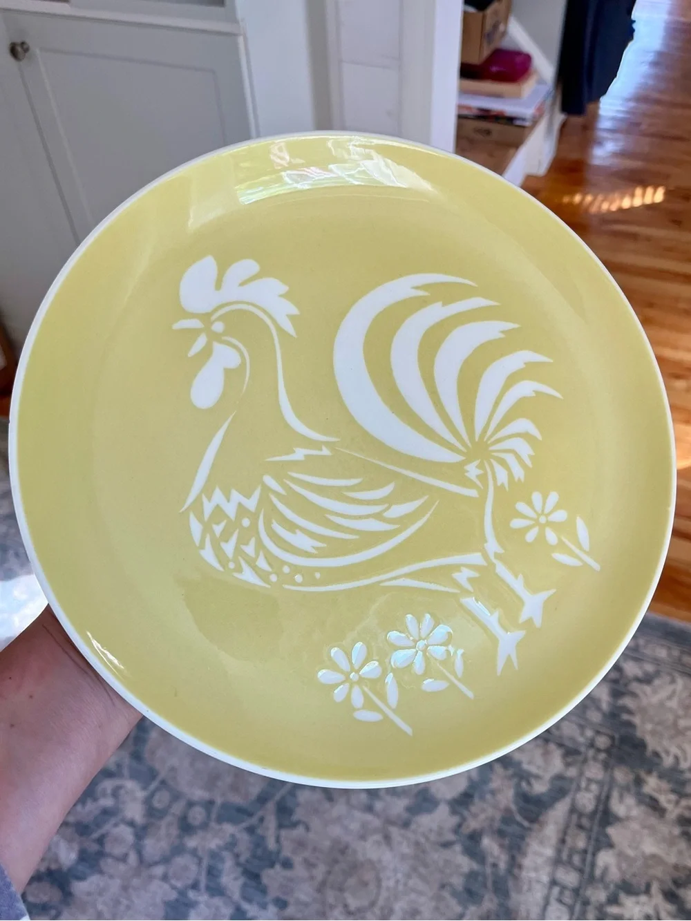 Vintage Harkerware Yellow Rooster 10” Dinner Plate Made in USA